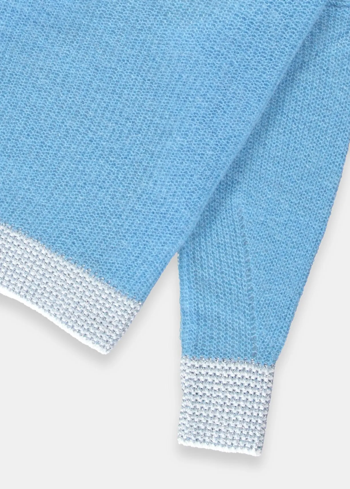 Light blue summer sweater with contrasting trims