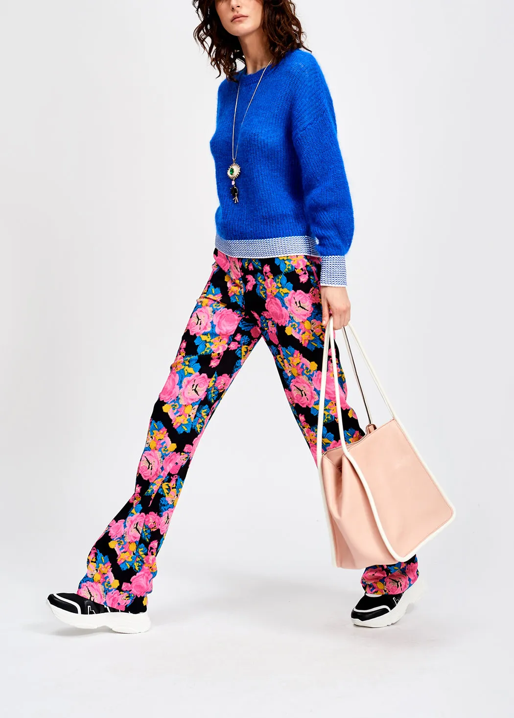 Light blue summer sweater with contrasting trims