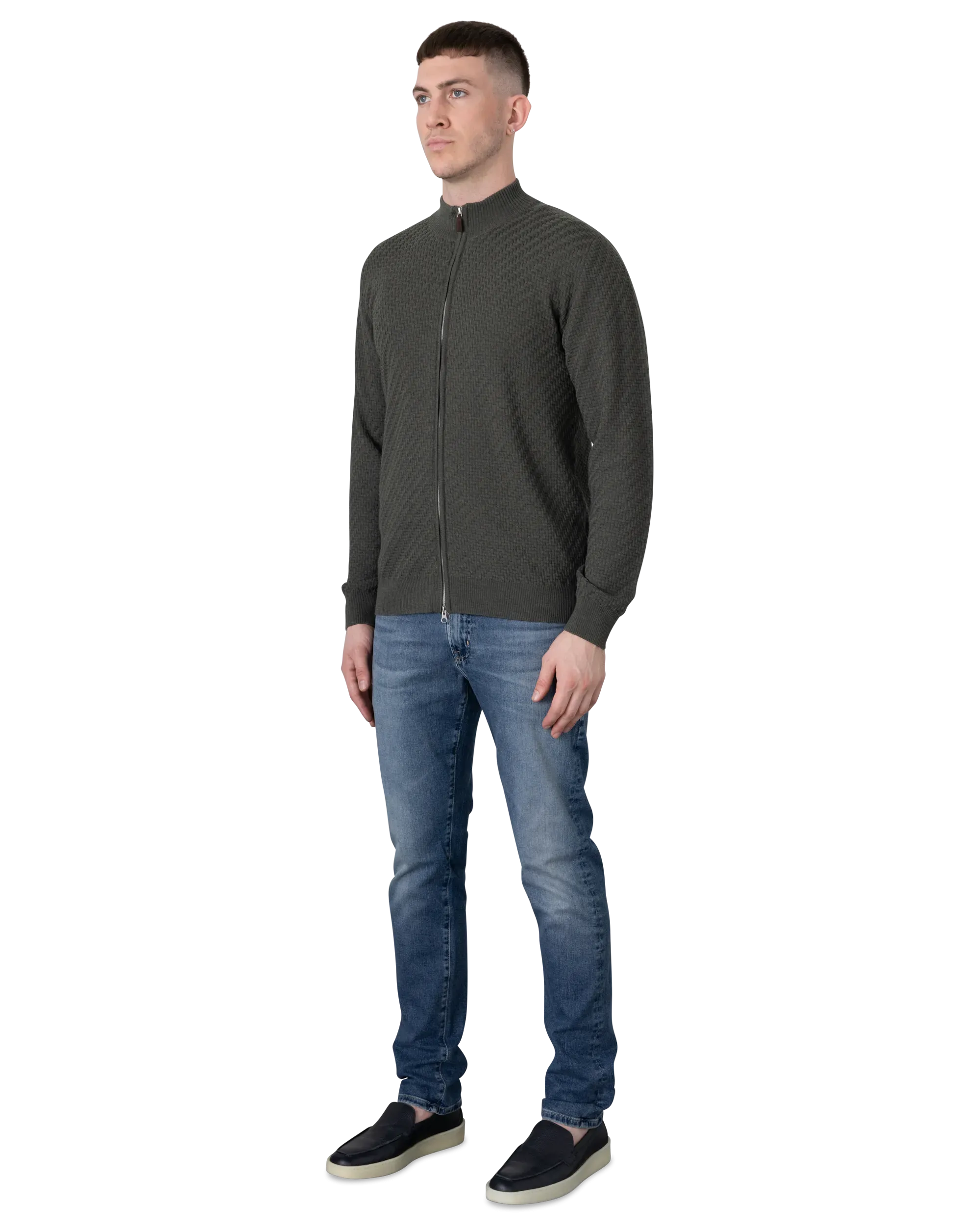 Light Gauge Structured Zipped Cardigan