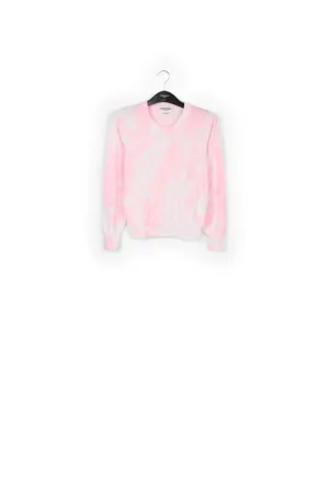 Light pink and off-white tie-dyed organic cotton-blend sweater
