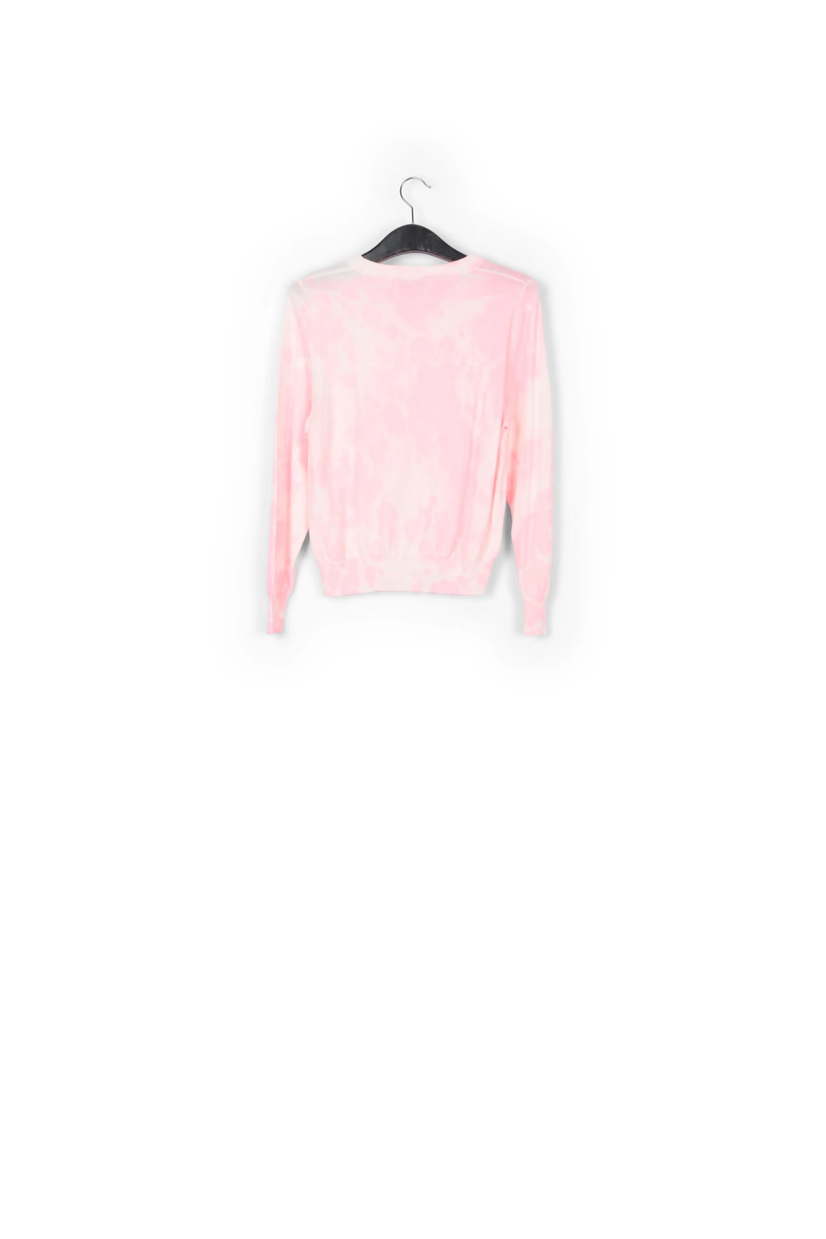 Light pink and off-white tie-dyed organic cotton-blend sweater