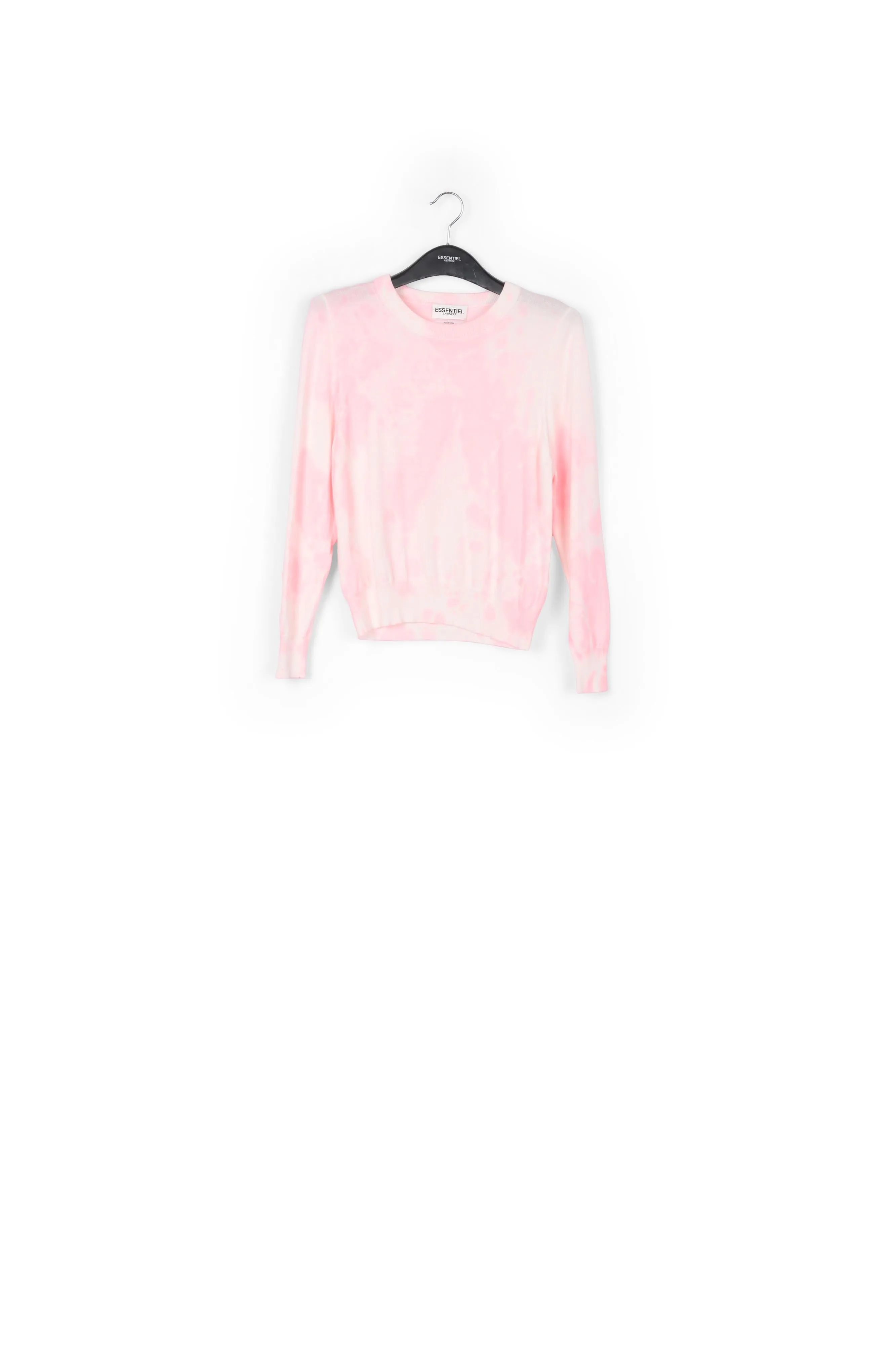 Light pink and off-white tie-dyed organic cotton-blend sweater