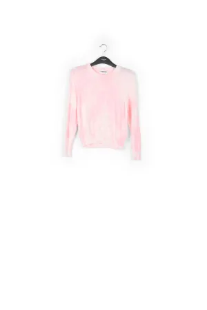 Light pink and off-white tie-dyed organic cotton-blend sweater