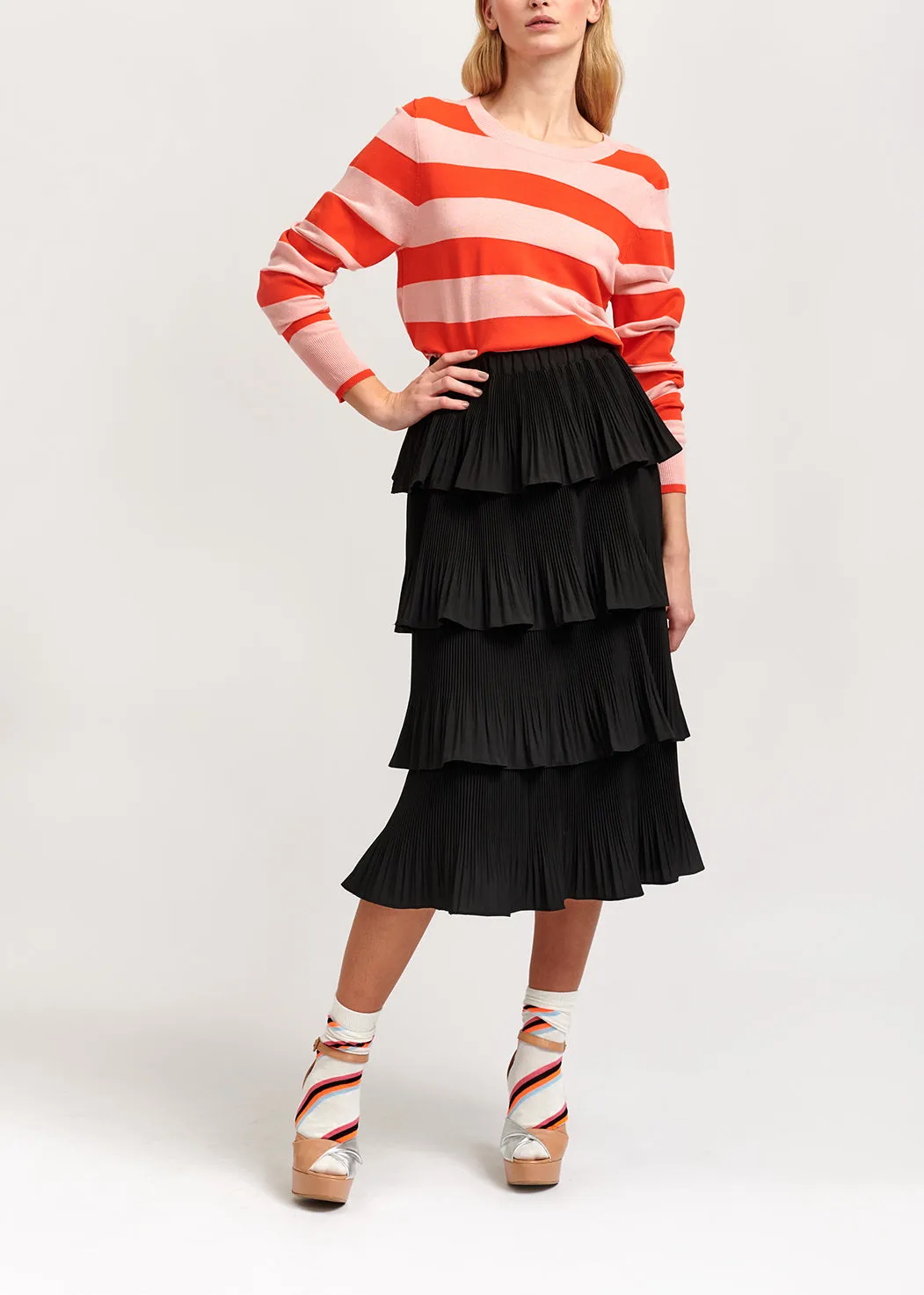 Light pink and orange striped sweater
