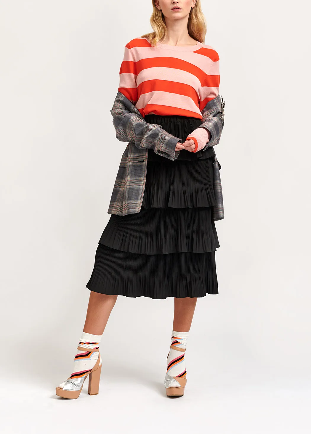 Light pink and orange striped sweater