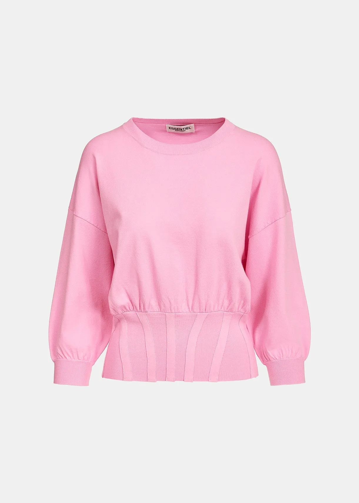 Light pink knitted sweater with fitted waist