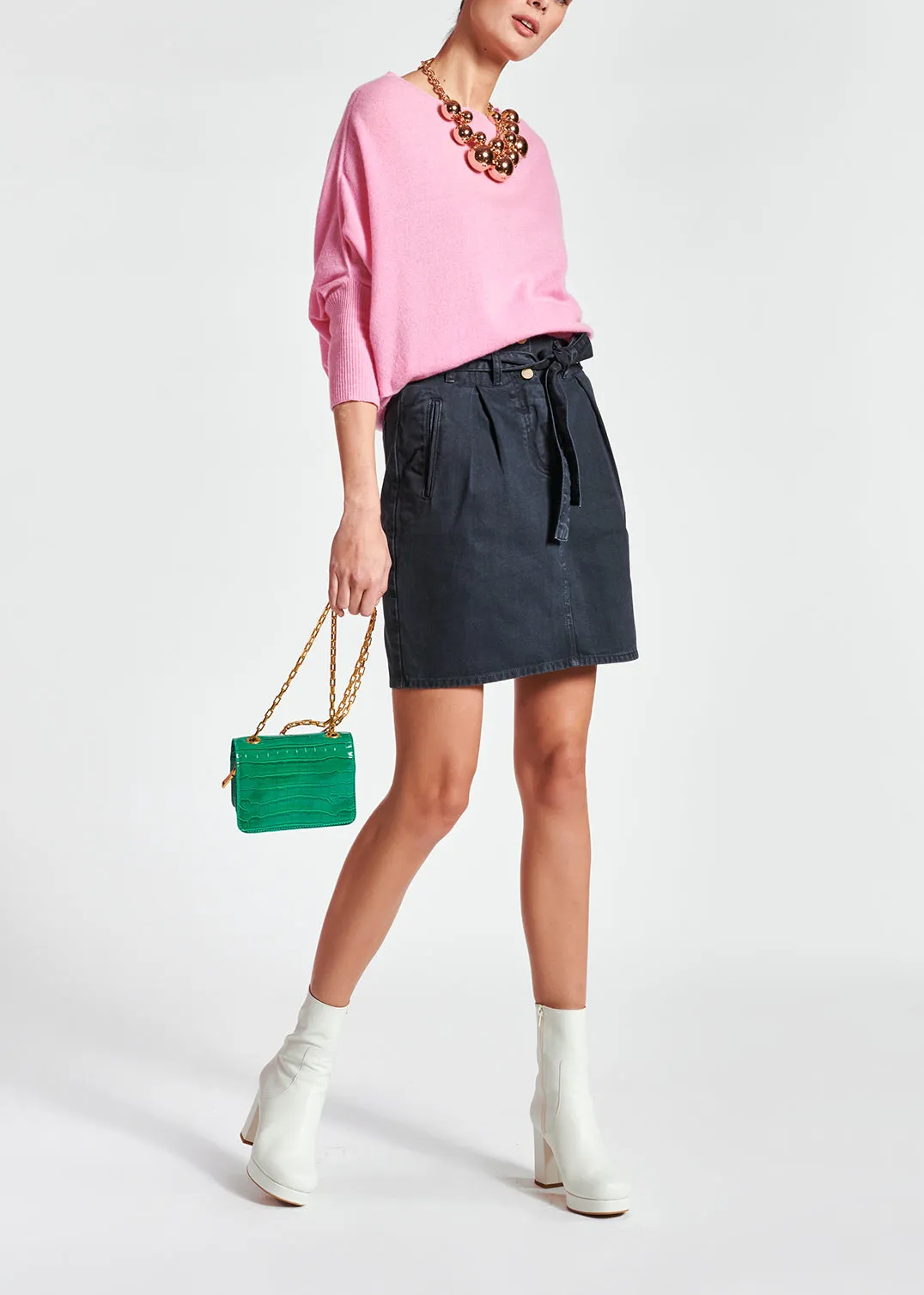 Light pink merino wool and cashmere sweater