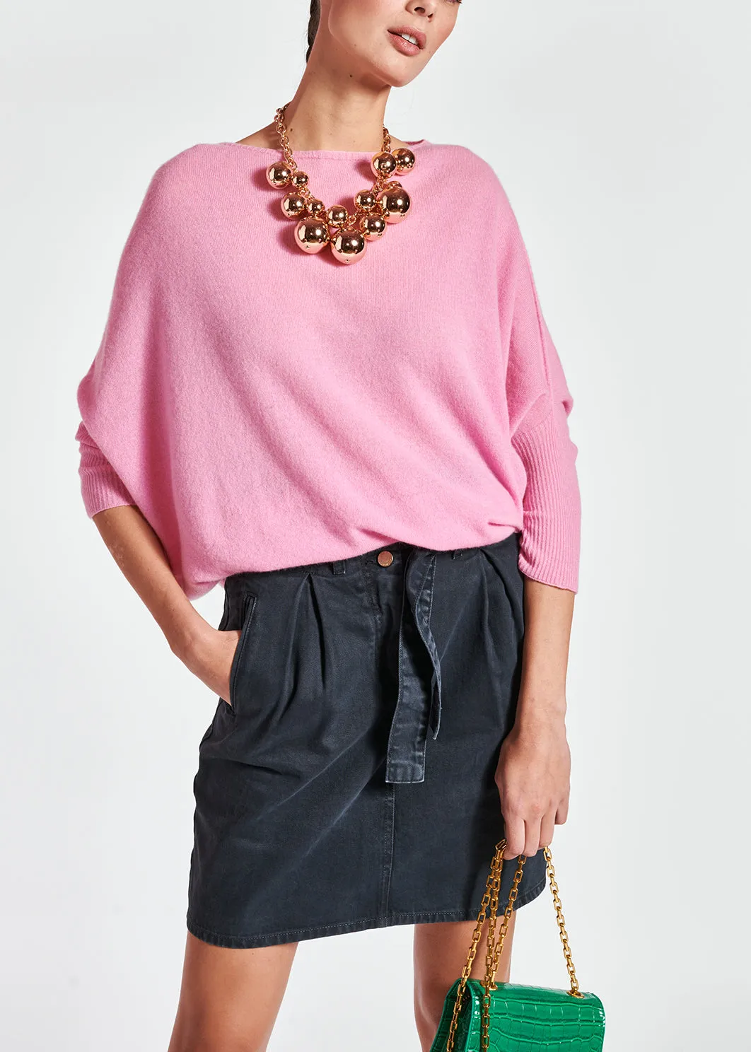 Light pink merino wool and cashmere sweater