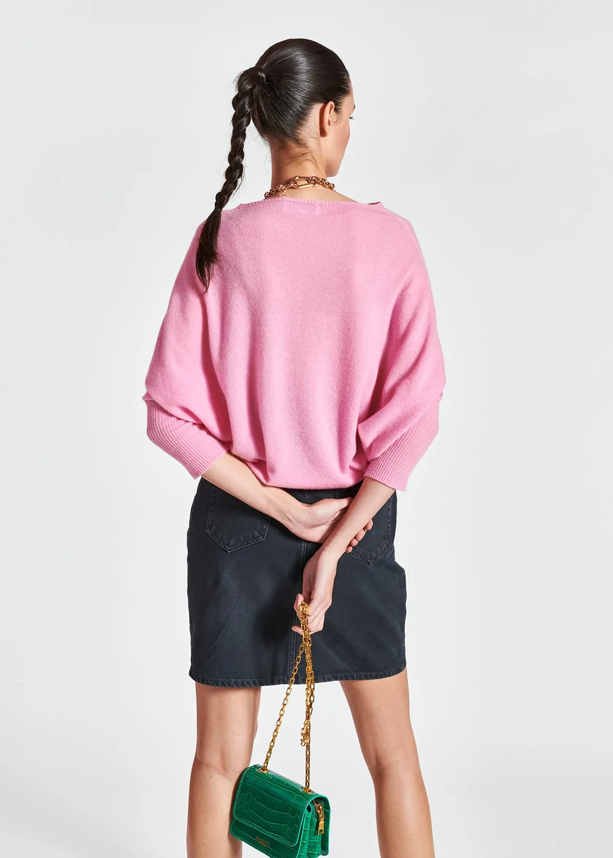 Light pink merino wool and cashmere sweater