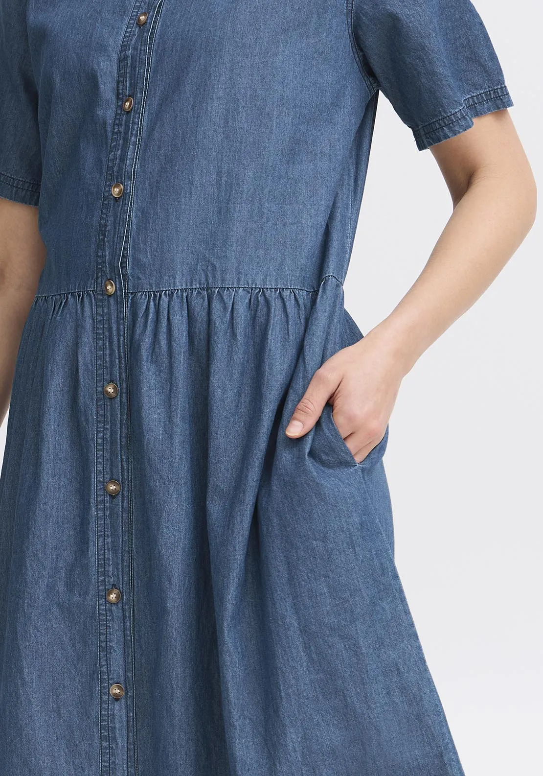 Light Woven Dress - Clear Blue Denim