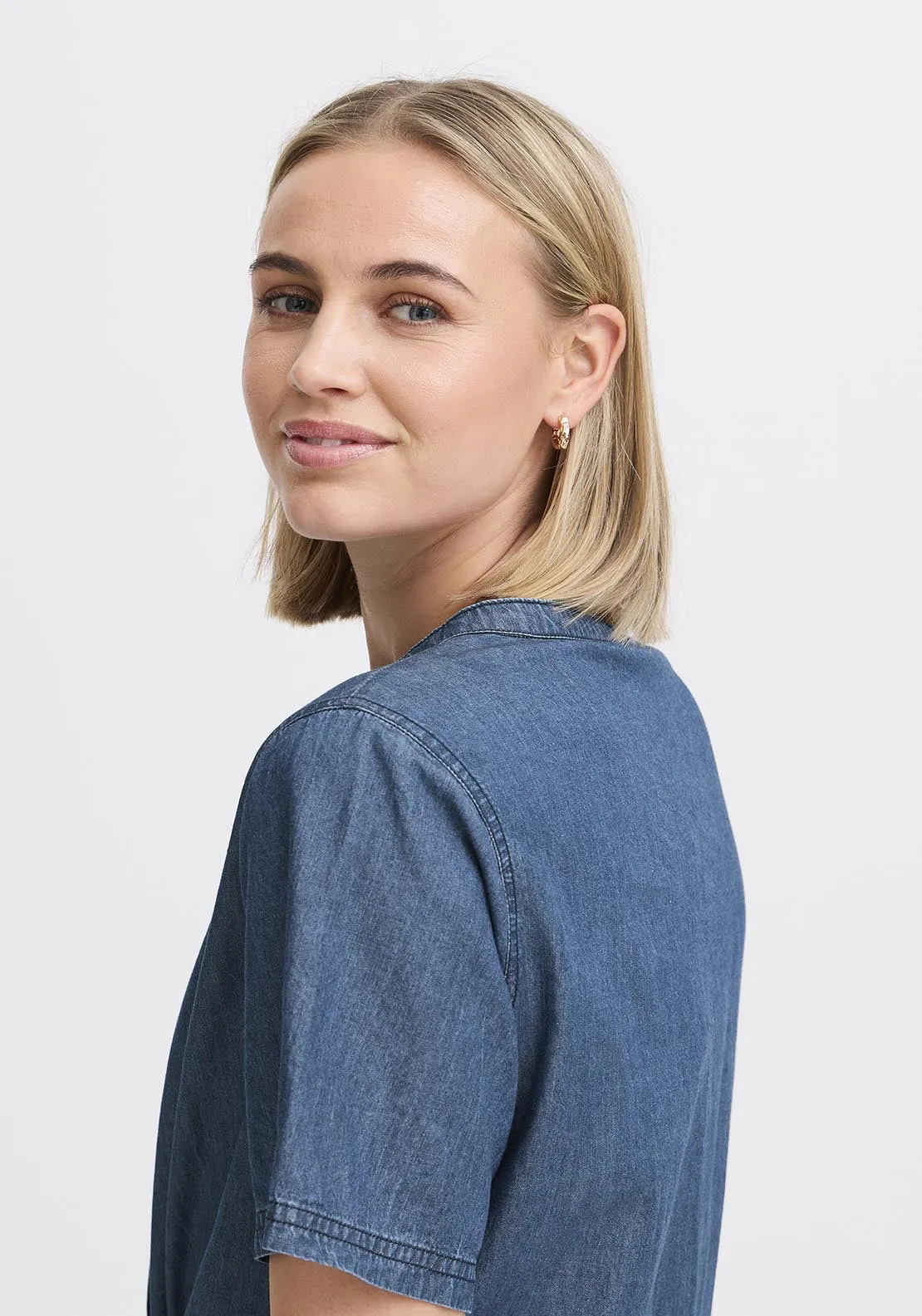 Light Woven Dress - Clear Blue Denim