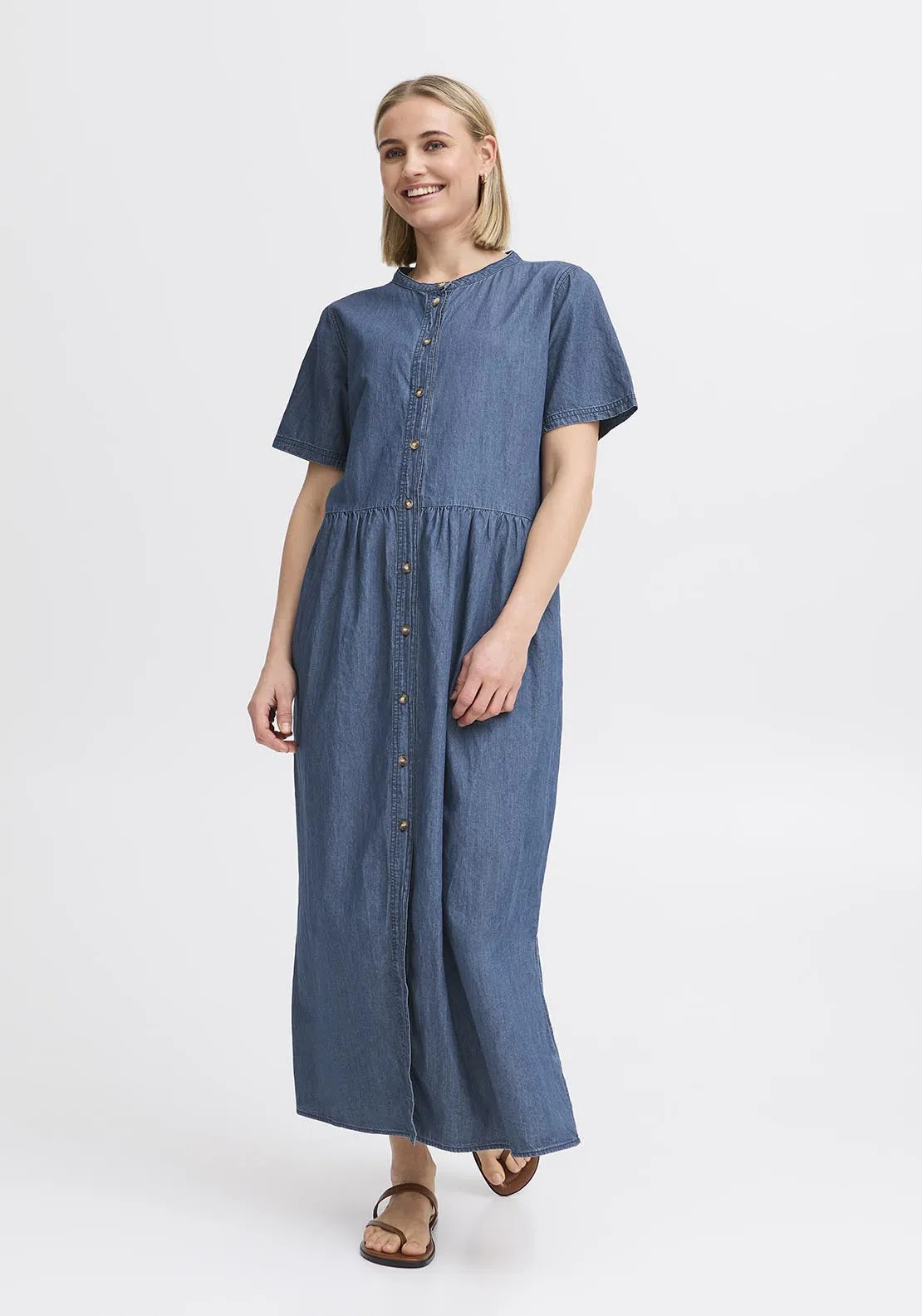 Light Woven Dress - Clear Blue Denim