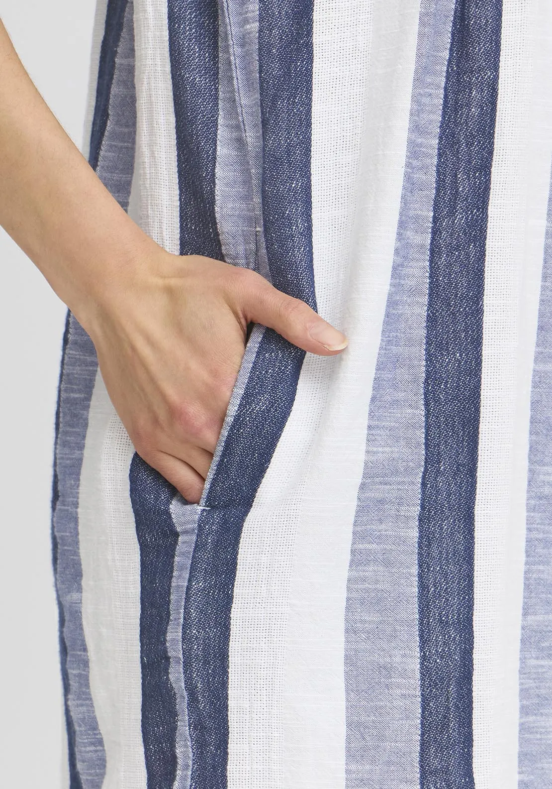 Light Woven Dress - Navy And White Stripe