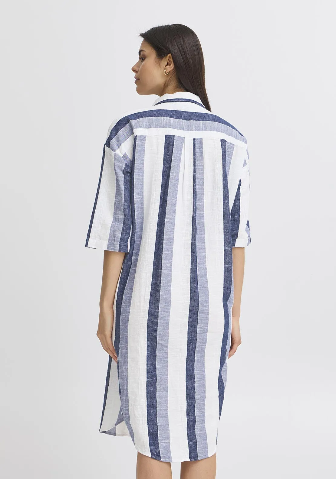 Light Woven Dress - Navy And White Stripe
