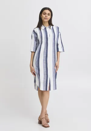 Light Woven Dress - Navy And White Stripe