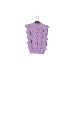 Lilac sleeveless ruffle sweater