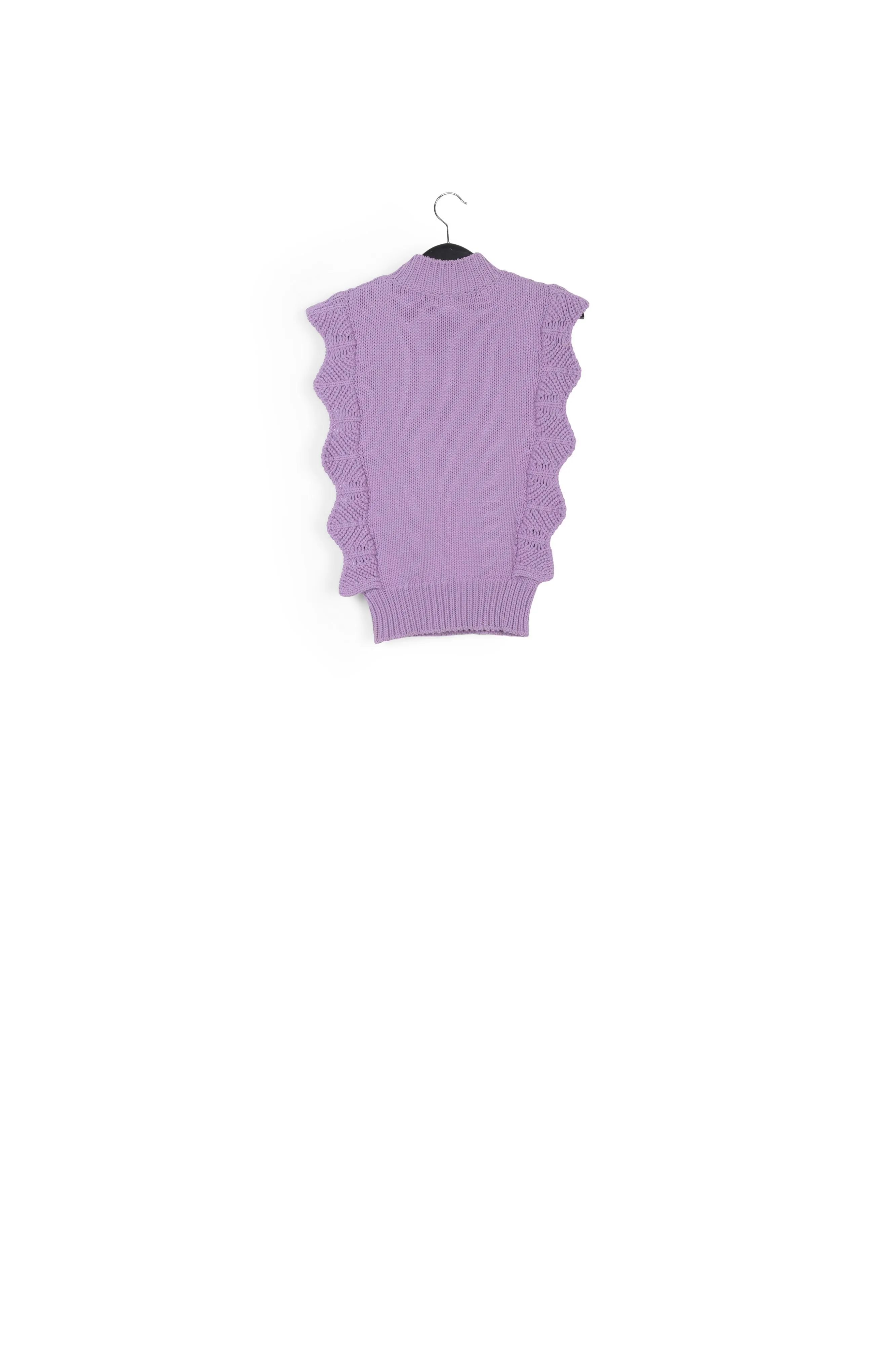Lilac sleeveless ruffle sweater