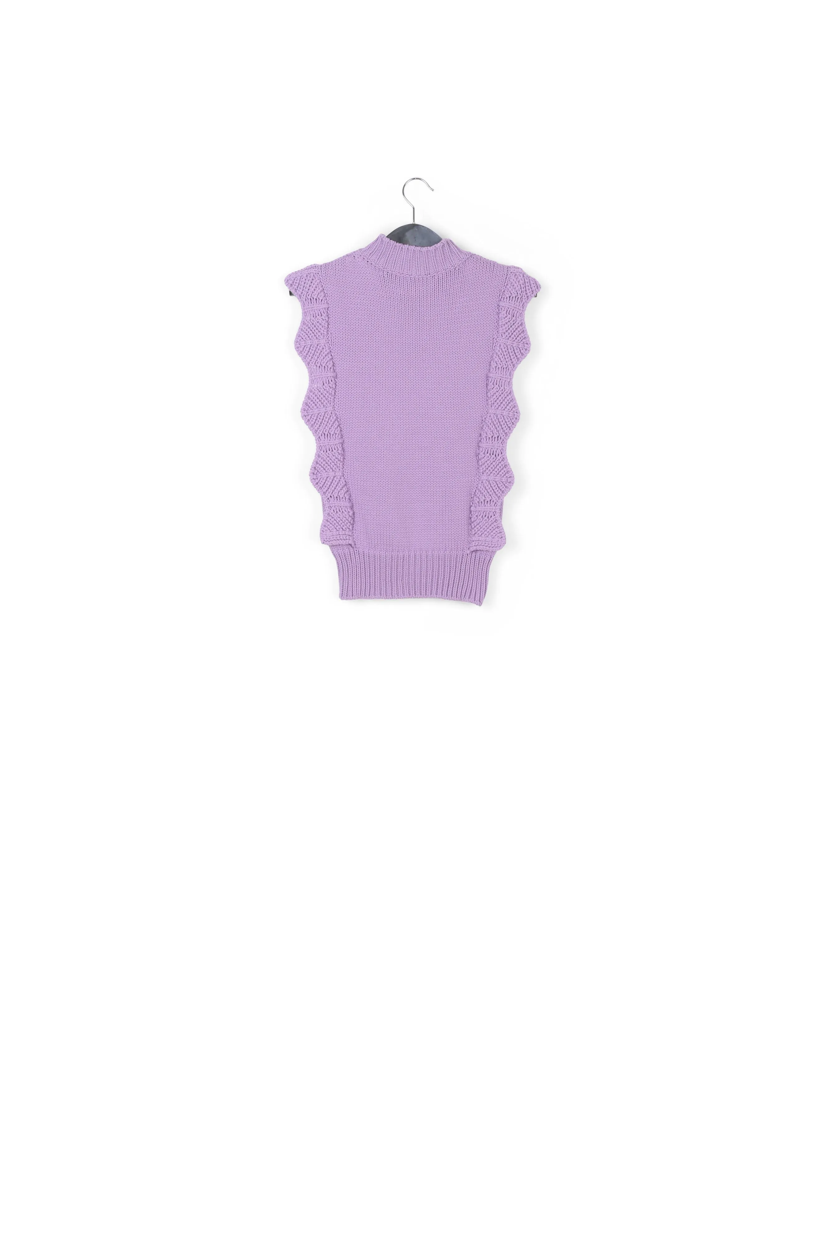 Lilac sleeveless ruffle sweater