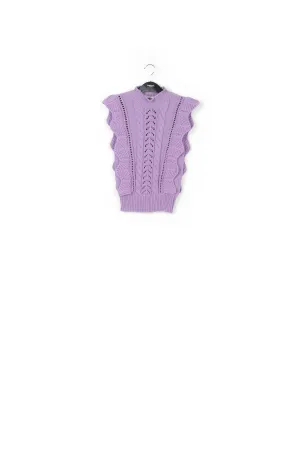 Lilac sleeveless ruffle sweater