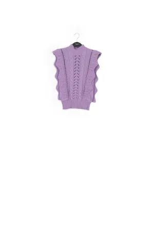 Lilac sleeveless ruffle sweater