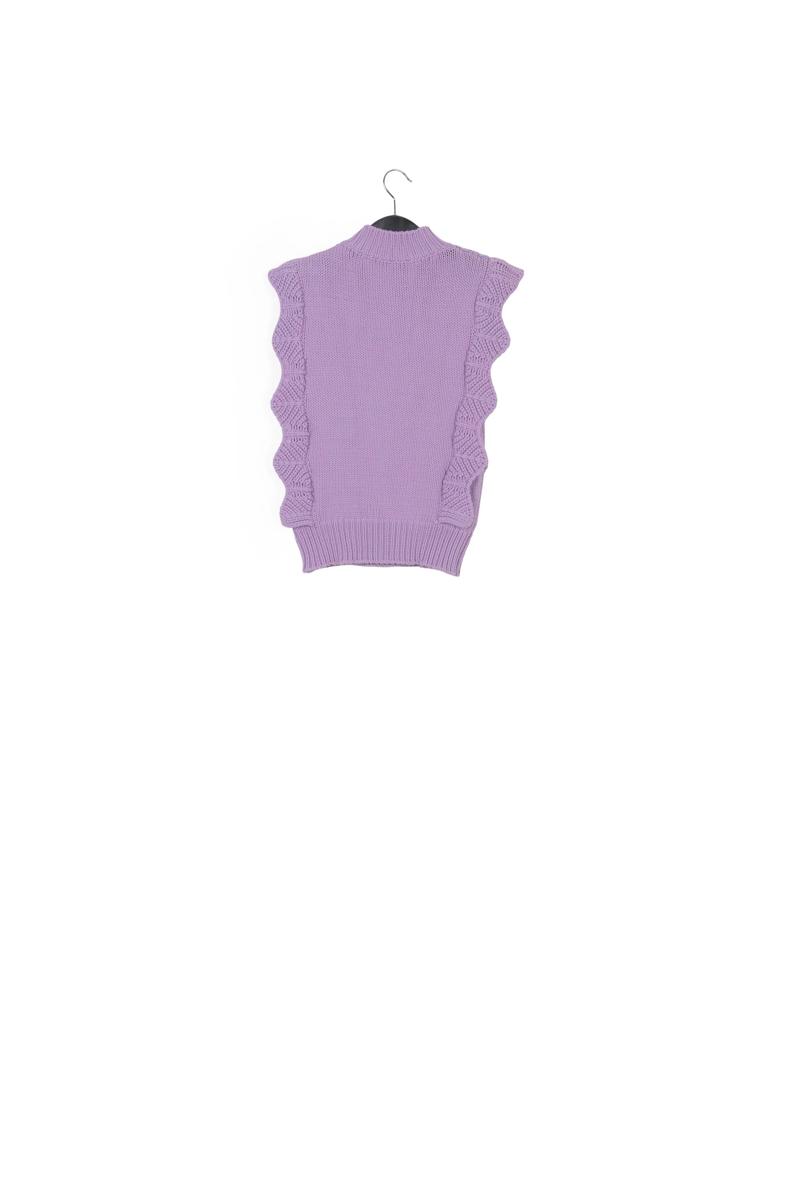 Lilac sleeveless ruffle sweater