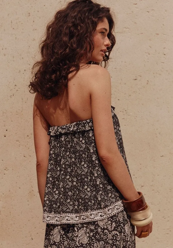 Little Bird Strapless Frill Top - Midnight
