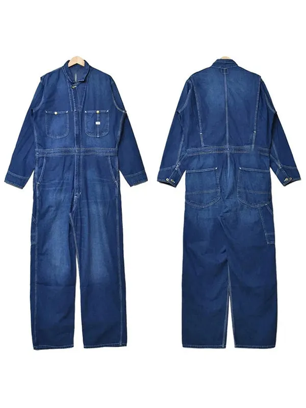 Long-sleeved Denim Overall for Men with Relaxed Fit