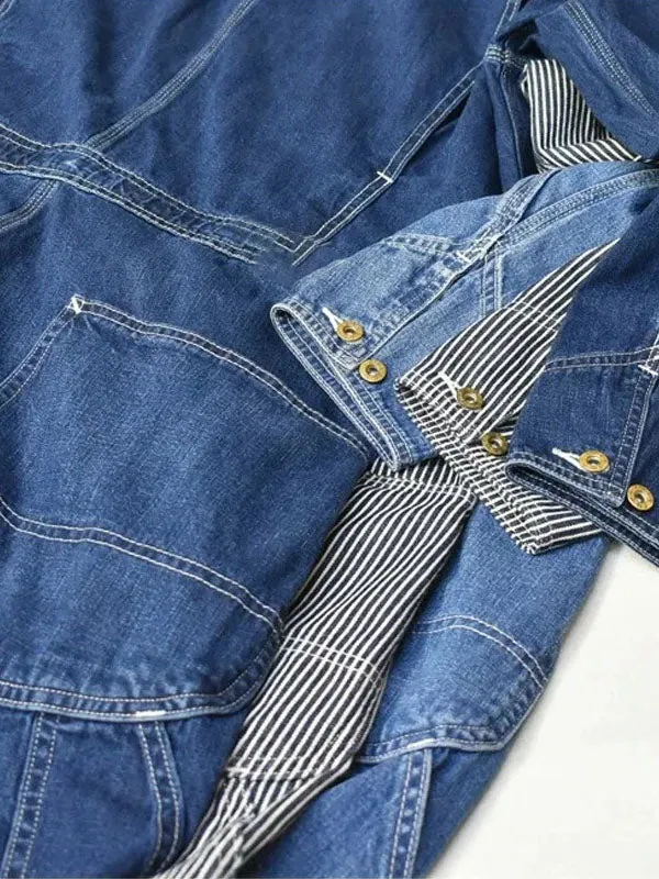 Long-sleeved Denim Overall for Men with Relaxed Fit