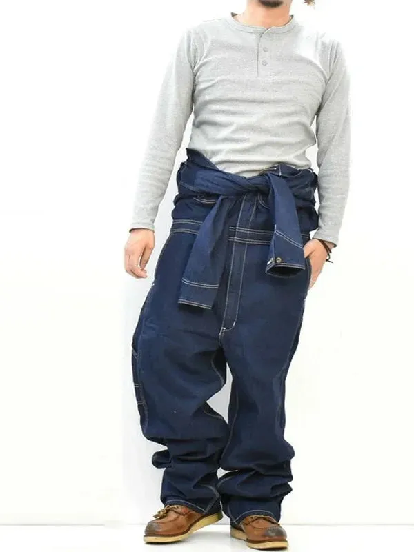 Long-sleeved Denim Overall for Men with Relaxed Fit