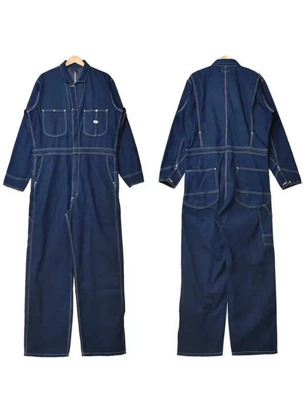 Long-sleeved Denim Overall for Men with Relaxed Fit