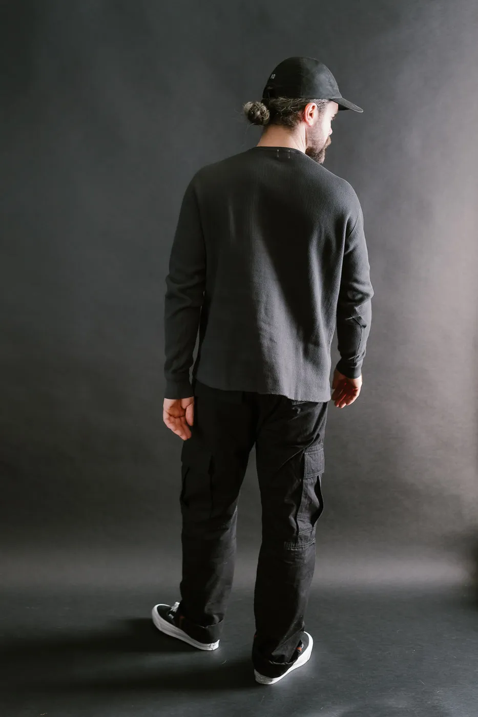 LRH1039 - Classic Royal Rib Knit Thermal Henley - Antique Black