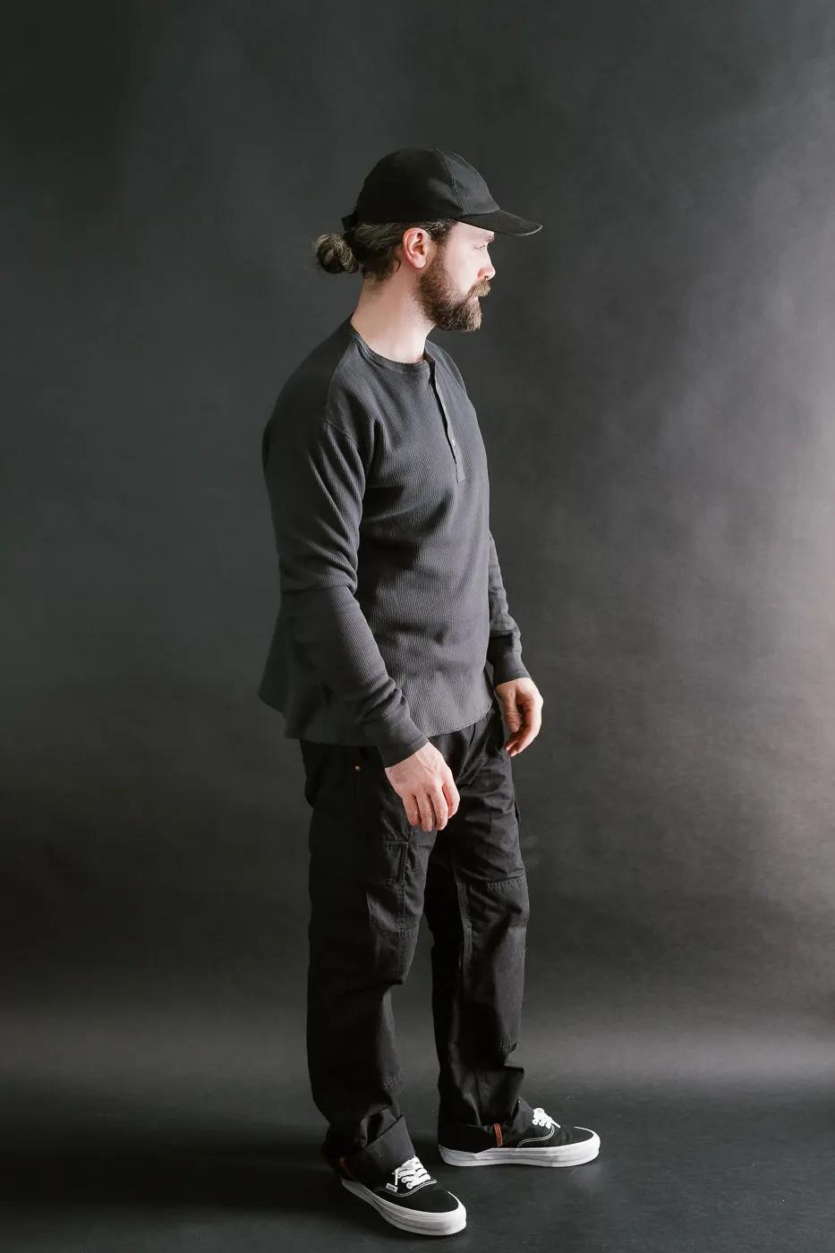 LRH1039 - Classic Royal Rib Knit Thermal Henley - Antique Black