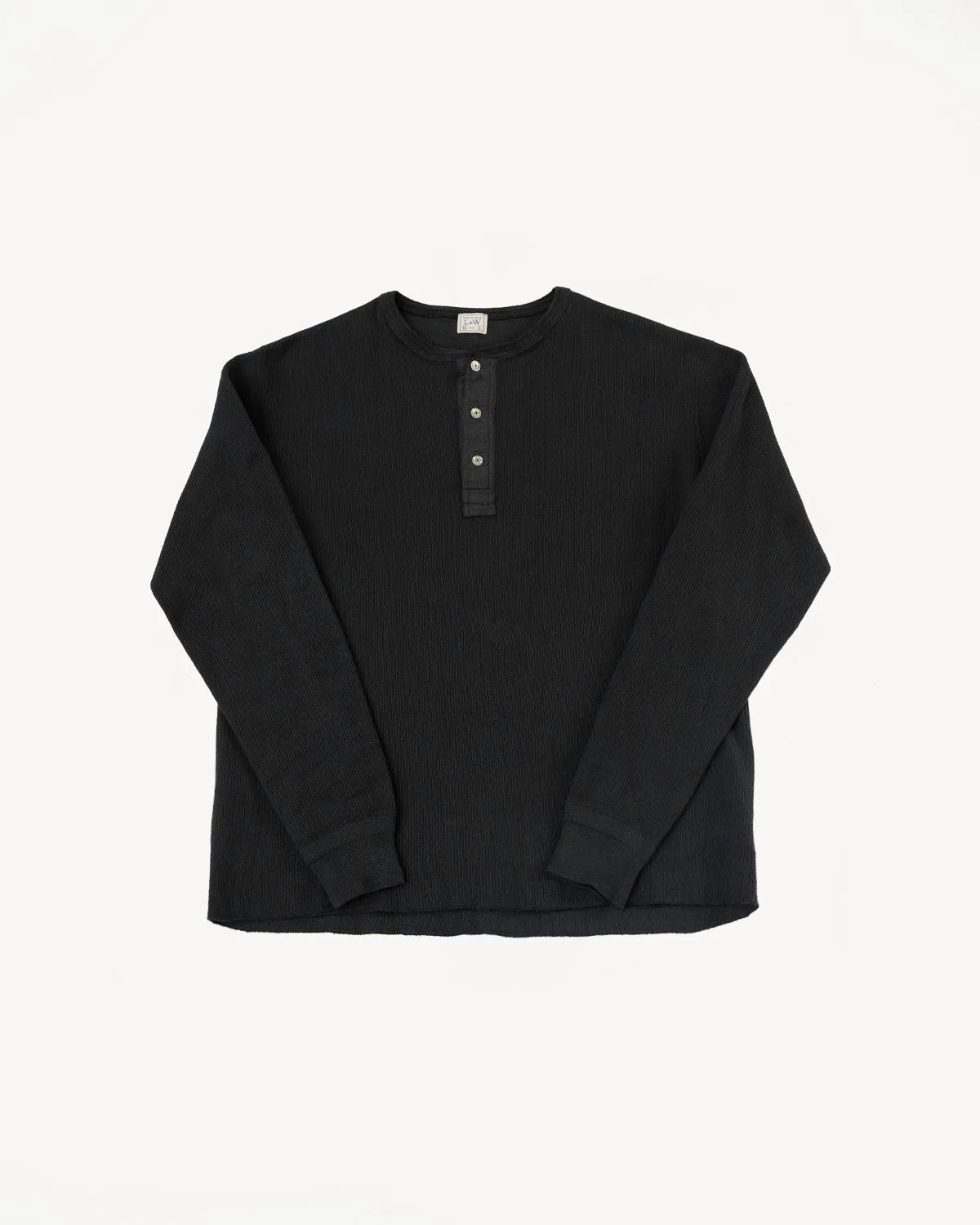 LRH1039 - Classic Royal Rib Knit Thermal Henley - Antique Black