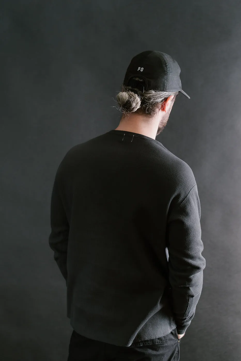 LRH1039 - Classic Royal Rib Knit Thermal Henley - Antique Black