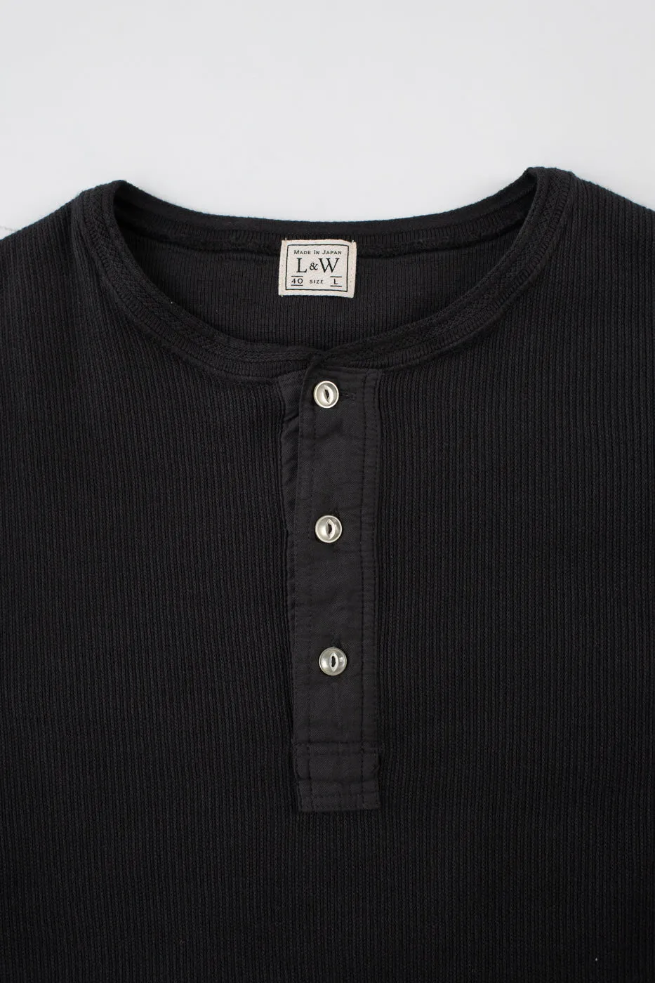 LRH1039 - Classic Royal Rib Knit Thermal Henley - Antique Black