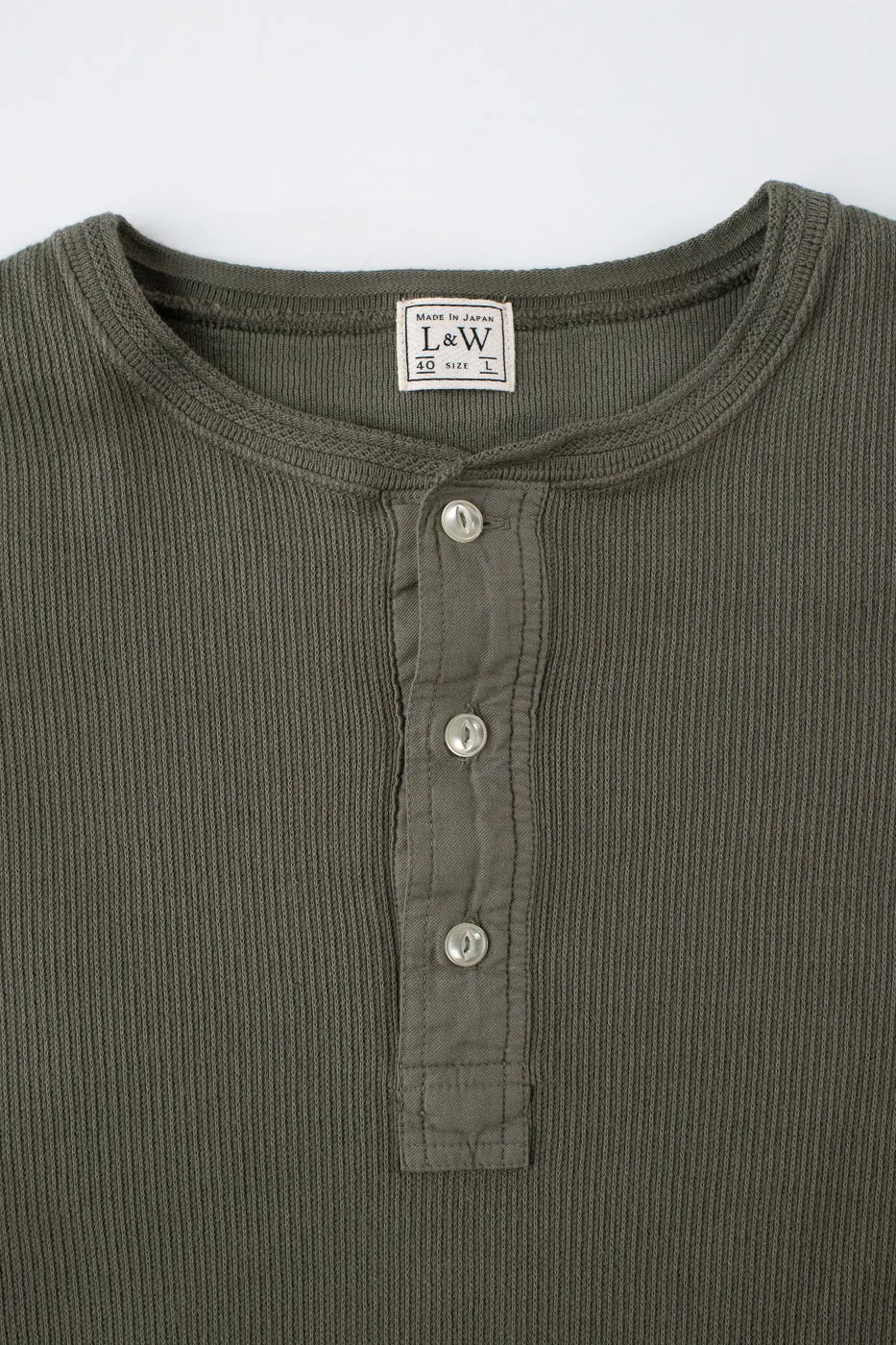 LRH1039 - Classic Royal Rib Knit Thermal Henley - Antique Olive