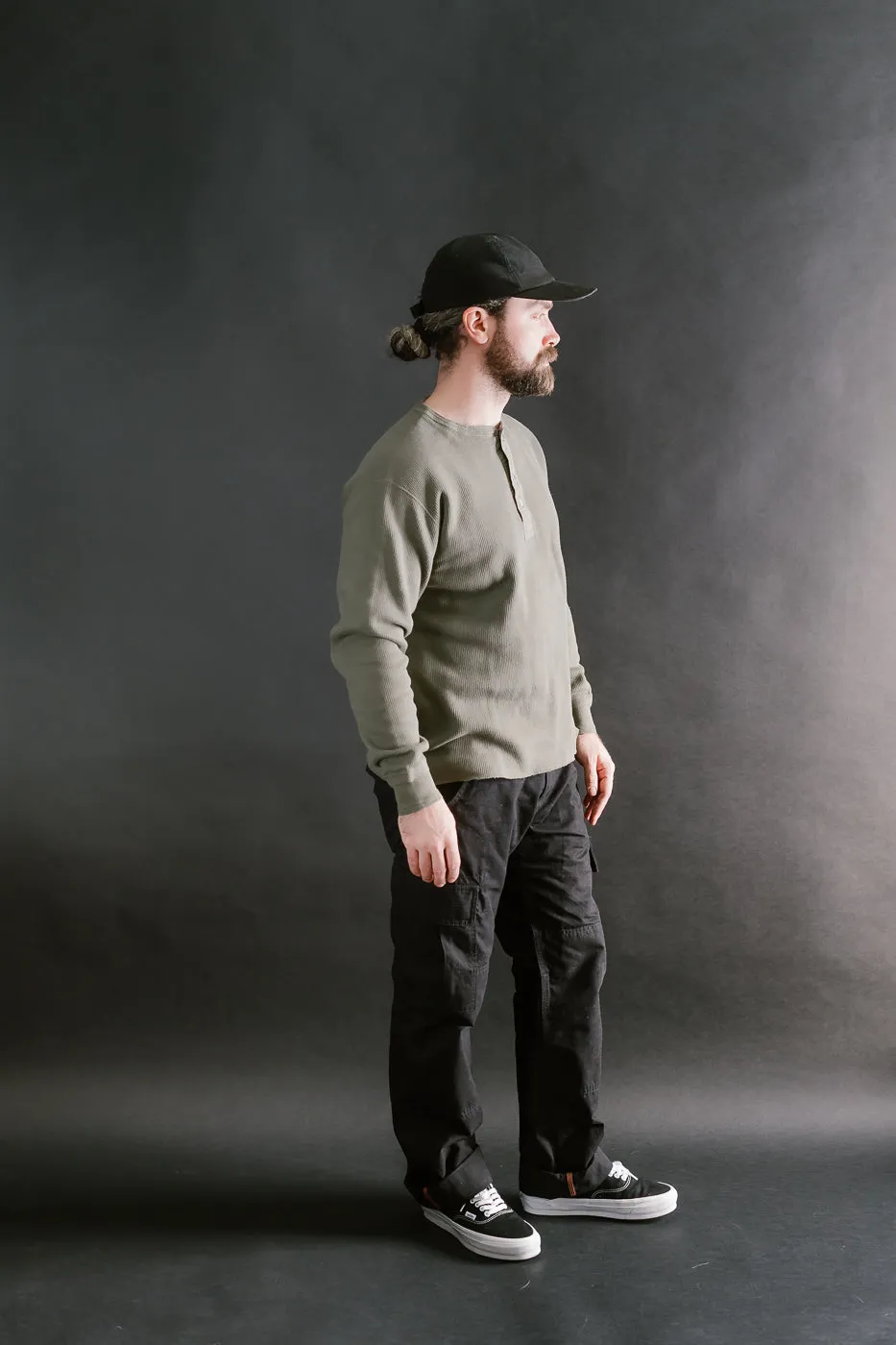 LRH1039 - Classic Royal Rib Knit Thermal Henley - Antique Olive