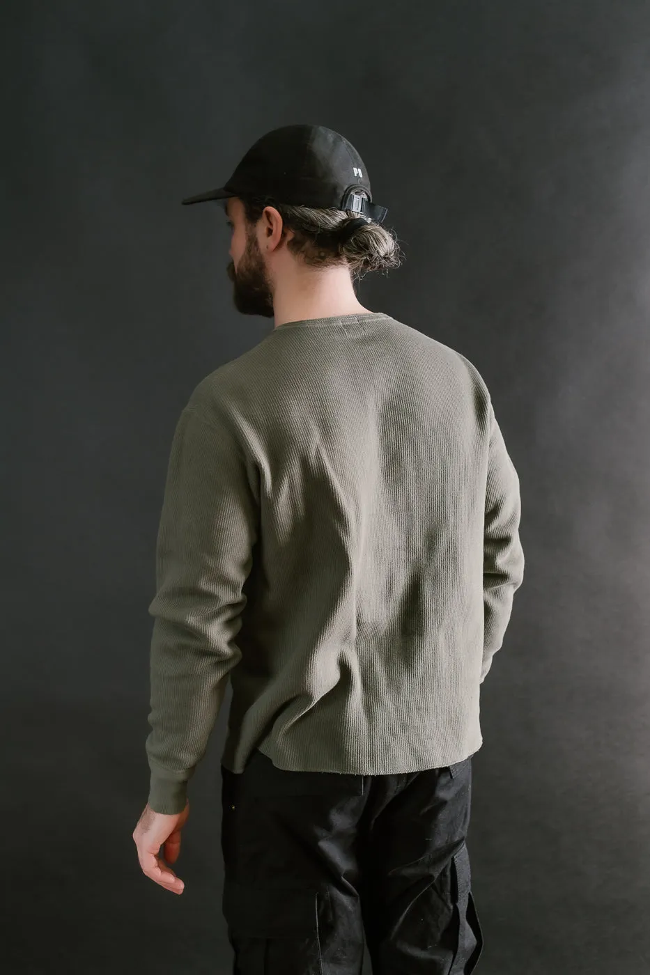 LRH1039 - Classic Royal Rib Knit Thermal Henley - Antique Olive
