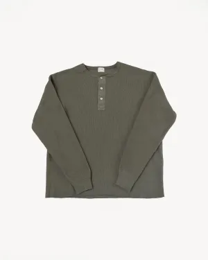 LRH1039 - Classic Royal Rib Knit Thermal Henley - Antique Olive