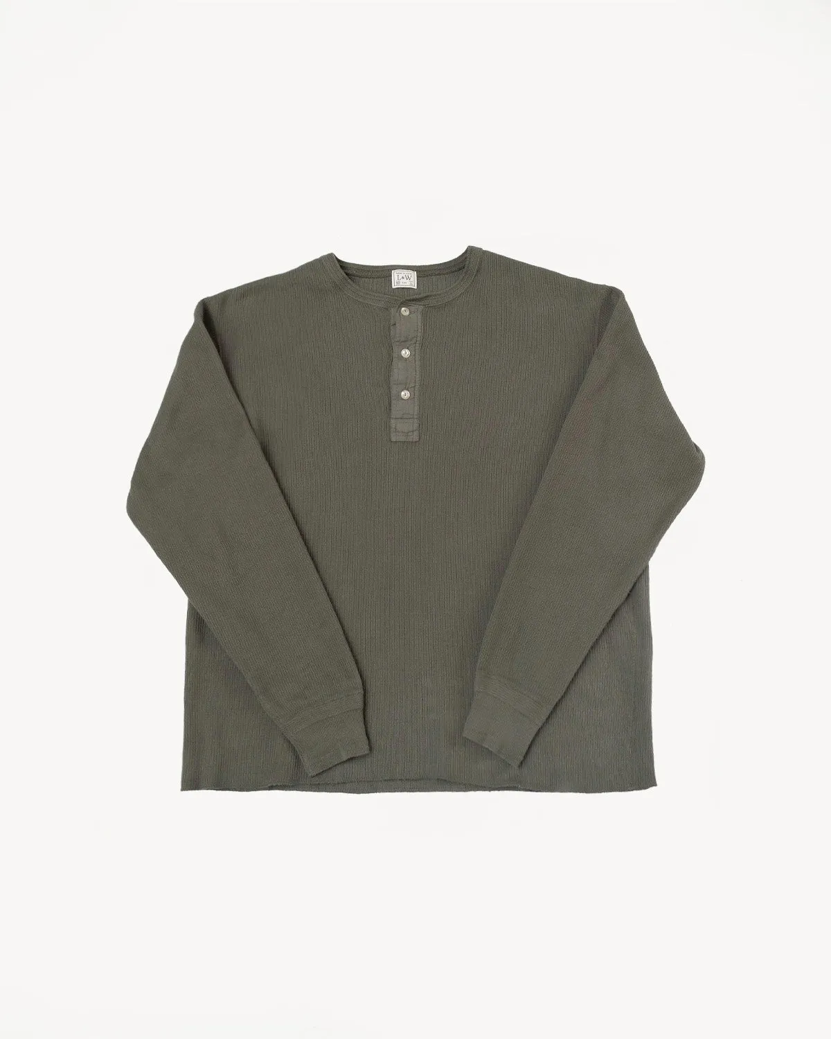 LRH1039 - Classic Royal Rib Knit Thermal Henley - Antique Olive