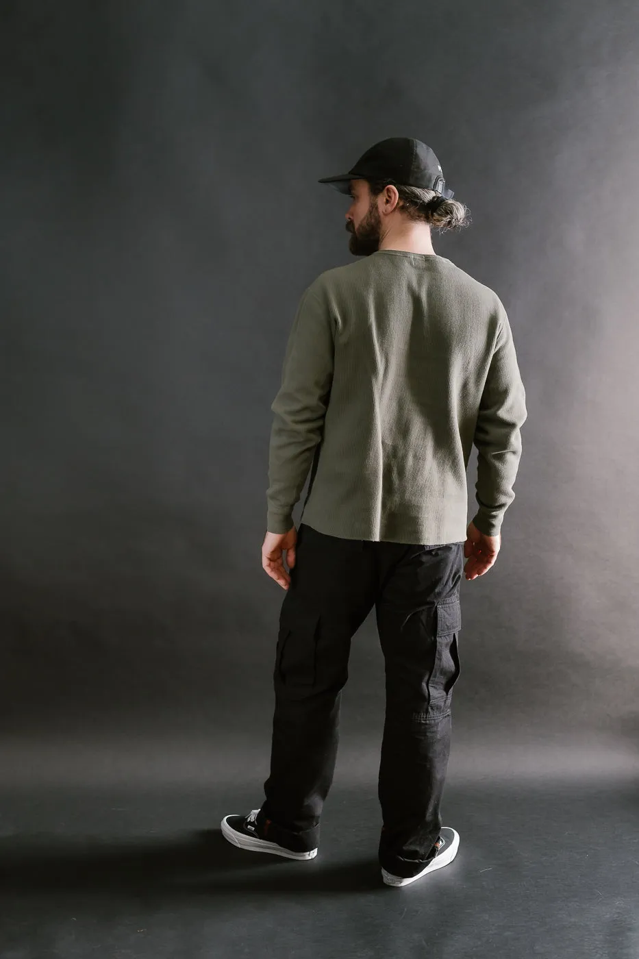 LRH1039 - Classic Royal Rib Knit Thermal Henley - Antique Olive