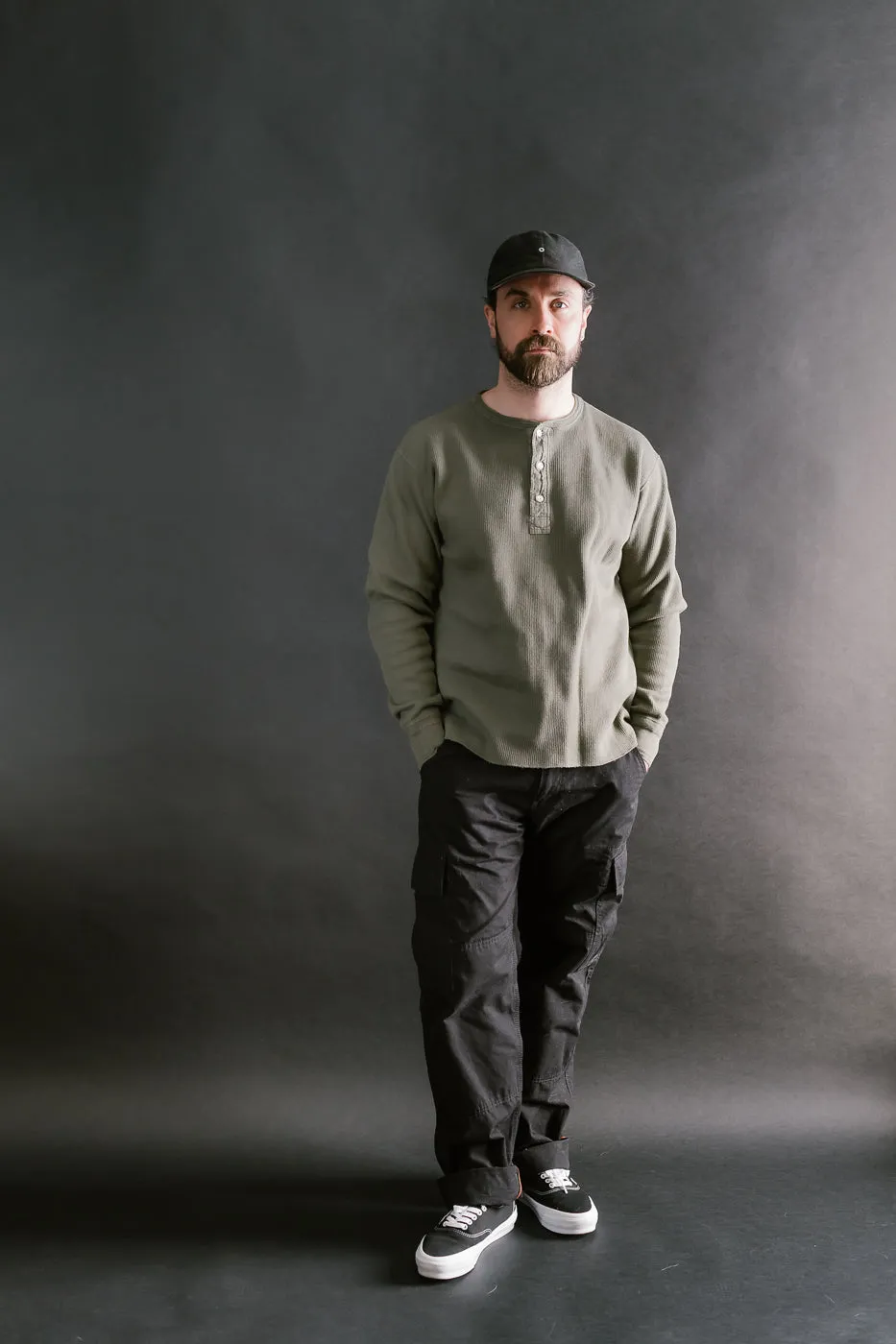 LRH1039 - Classic Royal Rib Knit Thermal Henley - Antique Olive