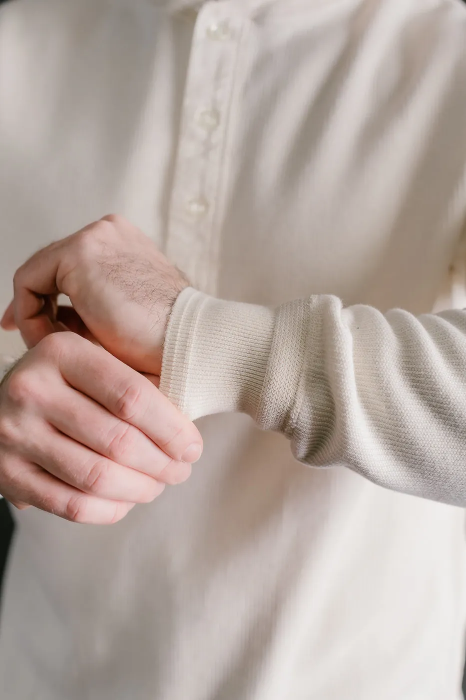 LRH1039 - Classic Royal Rib Knit Thermal Henley - Vintage Ivory