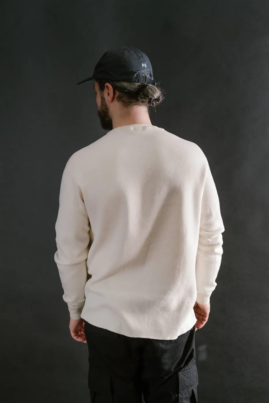LRH1039 - Classic Royal Rib Knit Thermal Henley - Vintage Ivory