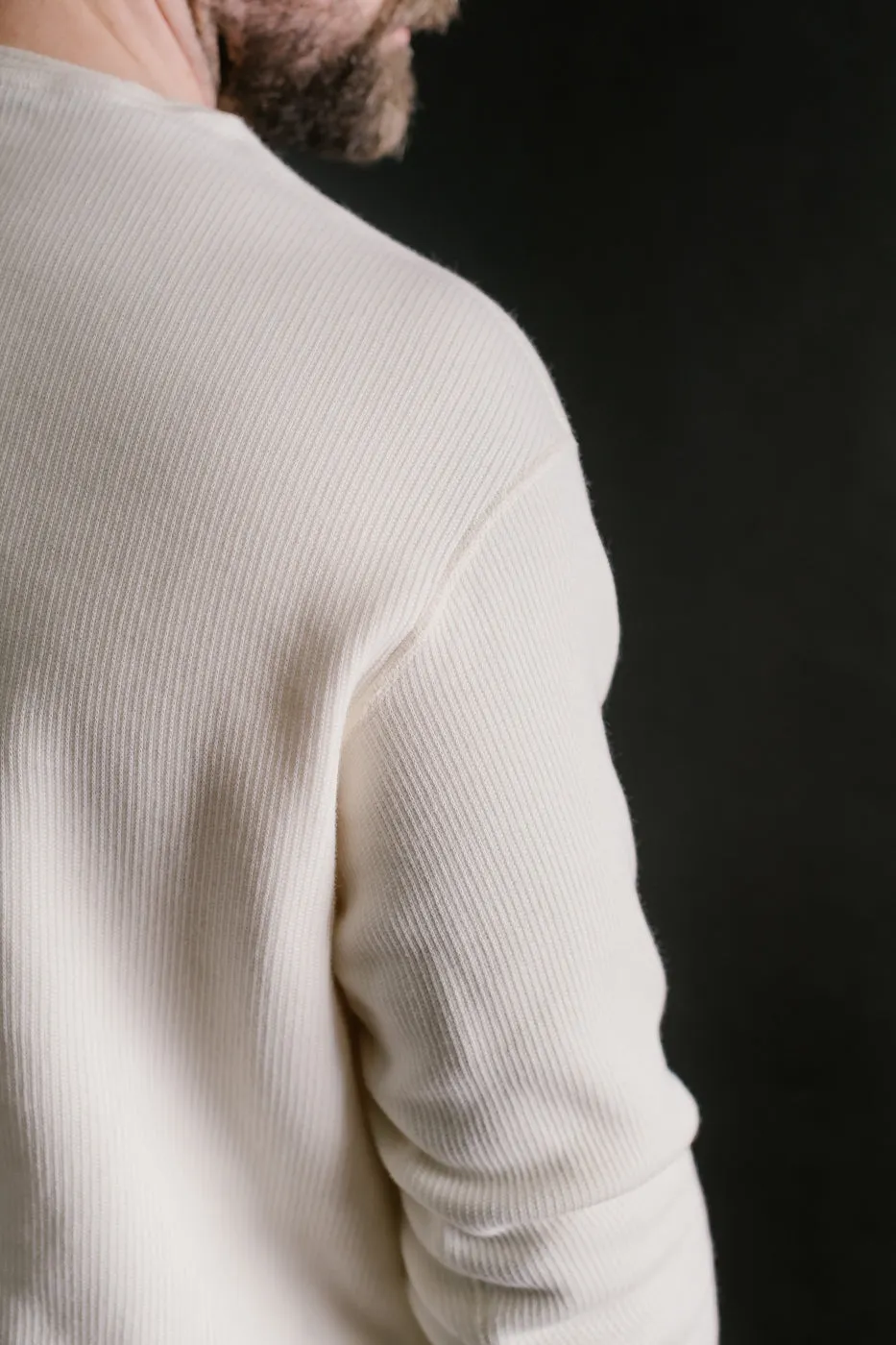 LRH1039 - Classic Royal Rib Knit Thermal Henley - Vintage Ivory