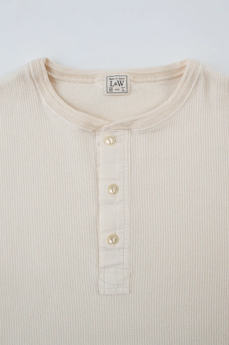LRH1039 - Classic Royal Rib Knit Thermal Henley - Vintage Ivory