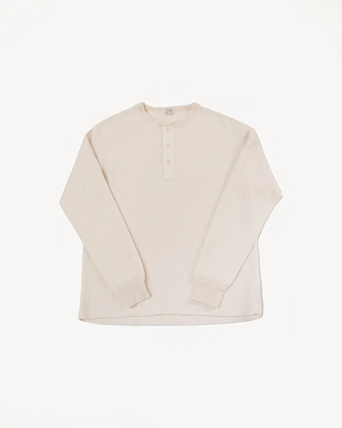LRH1039 - Classic Royal Rib Knit Thermal Henley - Vintage Ivory
