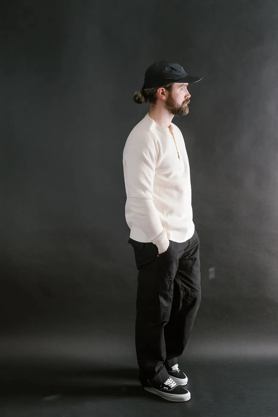 LRH1039 - Classic Royal Rib Knit Thermal Henley - Vintage Ivory