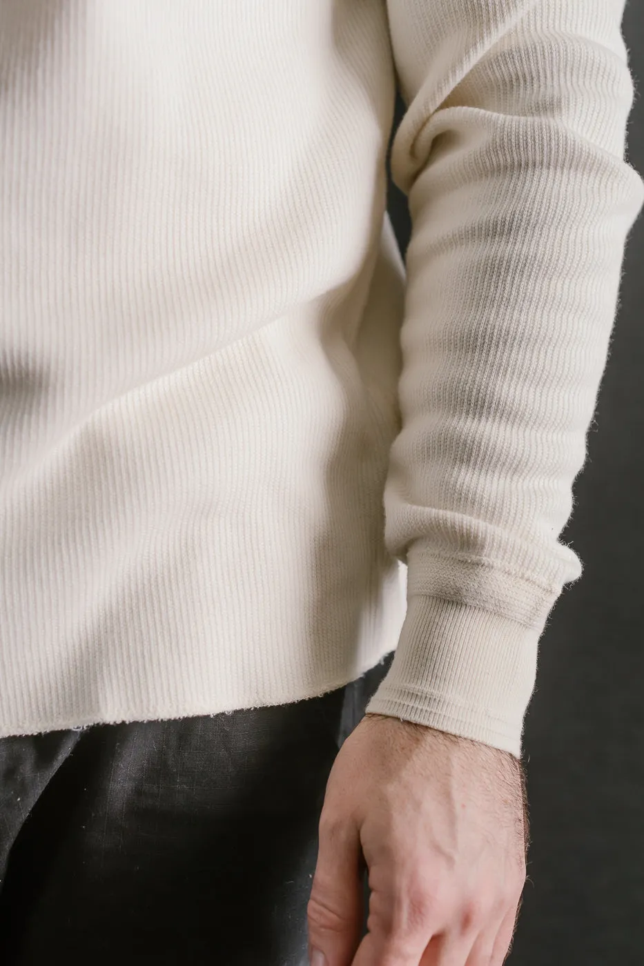 LRH1039 - Classic Royal Rib Knit Thermal Henley - Vintage Ivory