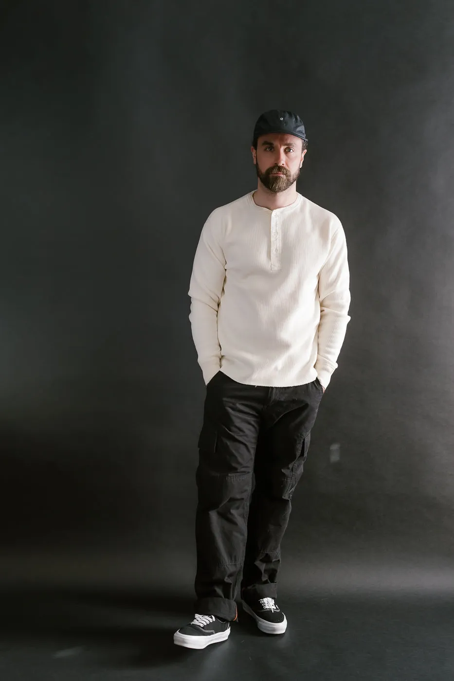 LRH1039 - Classic Royal Rib Knit Thermal Henley - Vintage Ivory